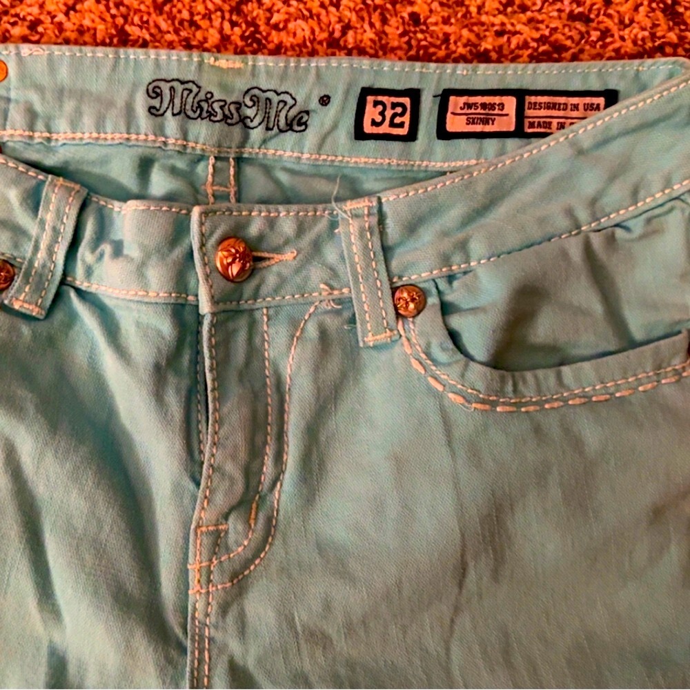 Miss Me Aqua Blue Skinny Jeans - Picture 3 of 10